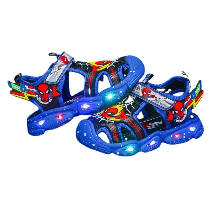 New Disney cute boys Superhero sandals with light princess kids soft non-slip shoes Europe size