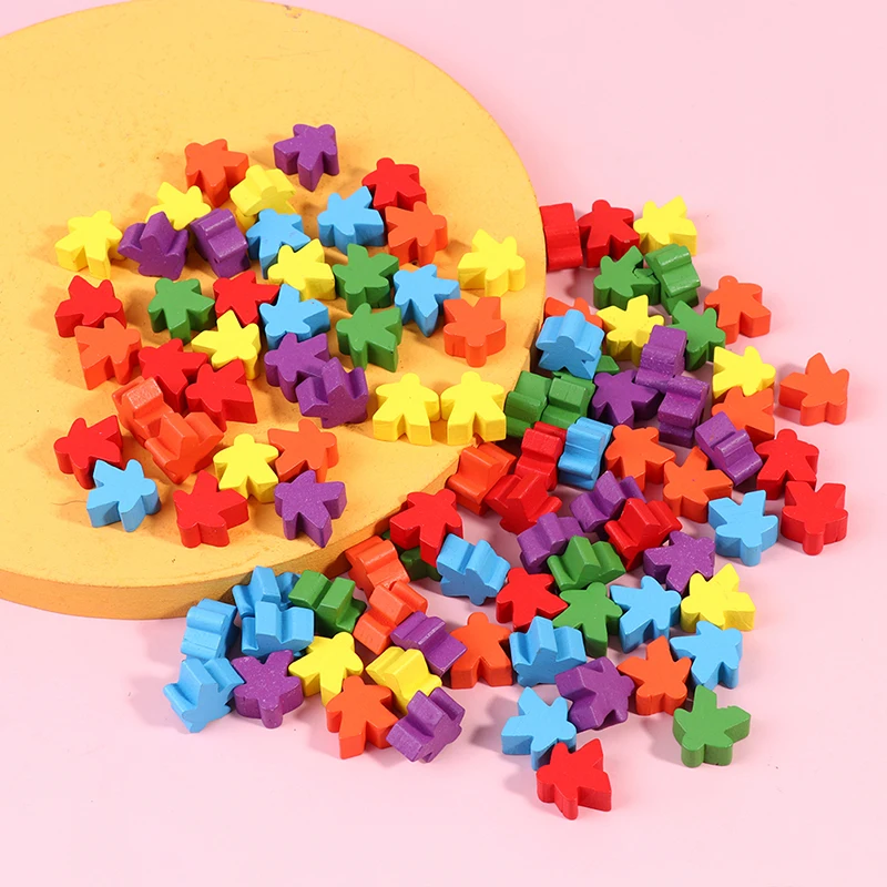 100pcs Colorful Wooden Meeples 16mm Extra Board Game Bits Pawns Chess Pieces Bulk Replacement