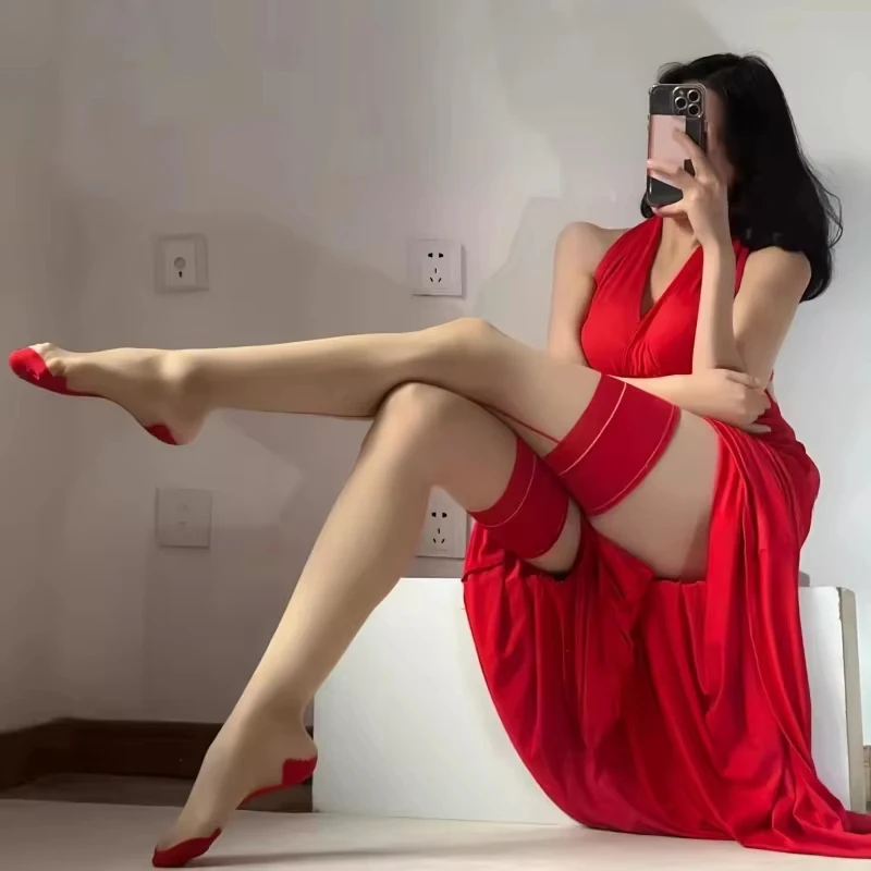 Kave Contrast Color Rib Cut Edge Thigh High Stockings Retro Cuban Heel Back Seam Medias 10D Ultra Thin Transparent Underwear - Image 2