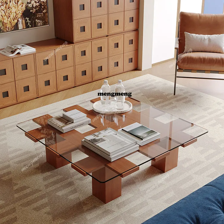 

Medieval style coffee table living room home modern simple wabi style light luxury square advanced retro table