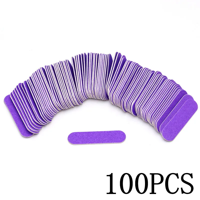 100Pcs/Lot Pink Mini Nail Files Art Tools Artificial Sander Paper Buffers Disposable Cuticle Remover Buffers Slim Crescent Grit - 图片 8
