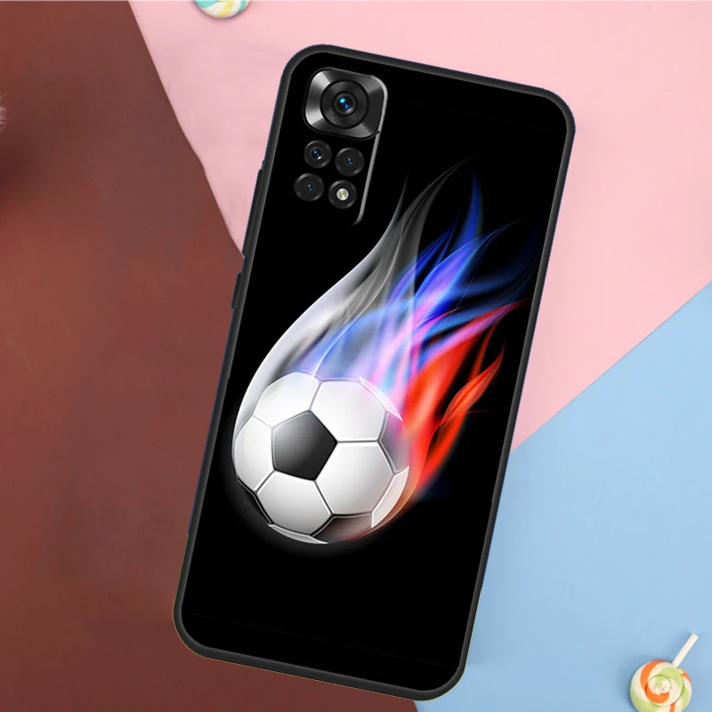 Fire Football Soccer Ball Case For Redmi Note 12 Pro 8 9 10 11 Pro Note 9S 10S 11S 8T Redmi 10 12C 9C 10A 10C Cover