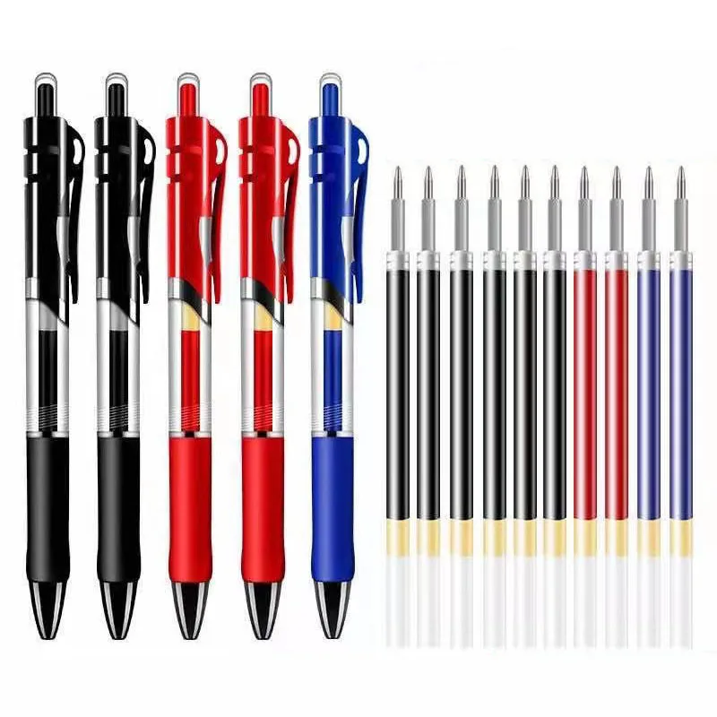 

20/12/11/3 Press Pen Refill Gel 0.5 Mm Red Blue Black Bullet Head Signature Pen Scrapbook School Office Stationery Supplies