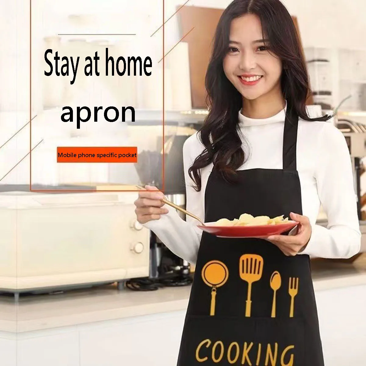 New waterproof and oil resistant hand wiping apron Kitchen cooking, household work, oil proof waist wrap