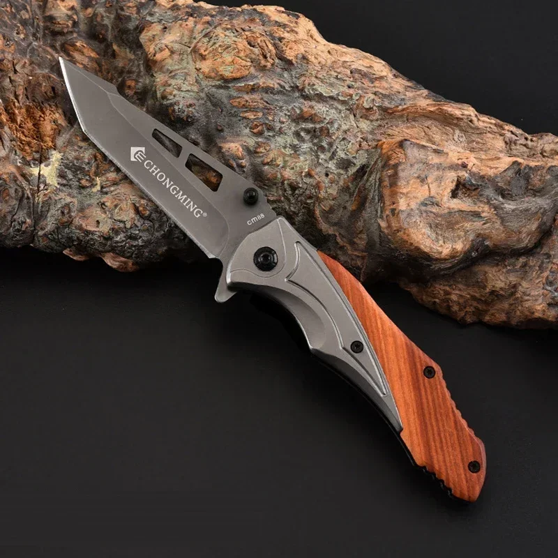 

Folding Knife Damascus Blade Wood Handle Self Defense Tactical Knives Hunting Camping Survival Outdoor Pocket Knife EDC Tools