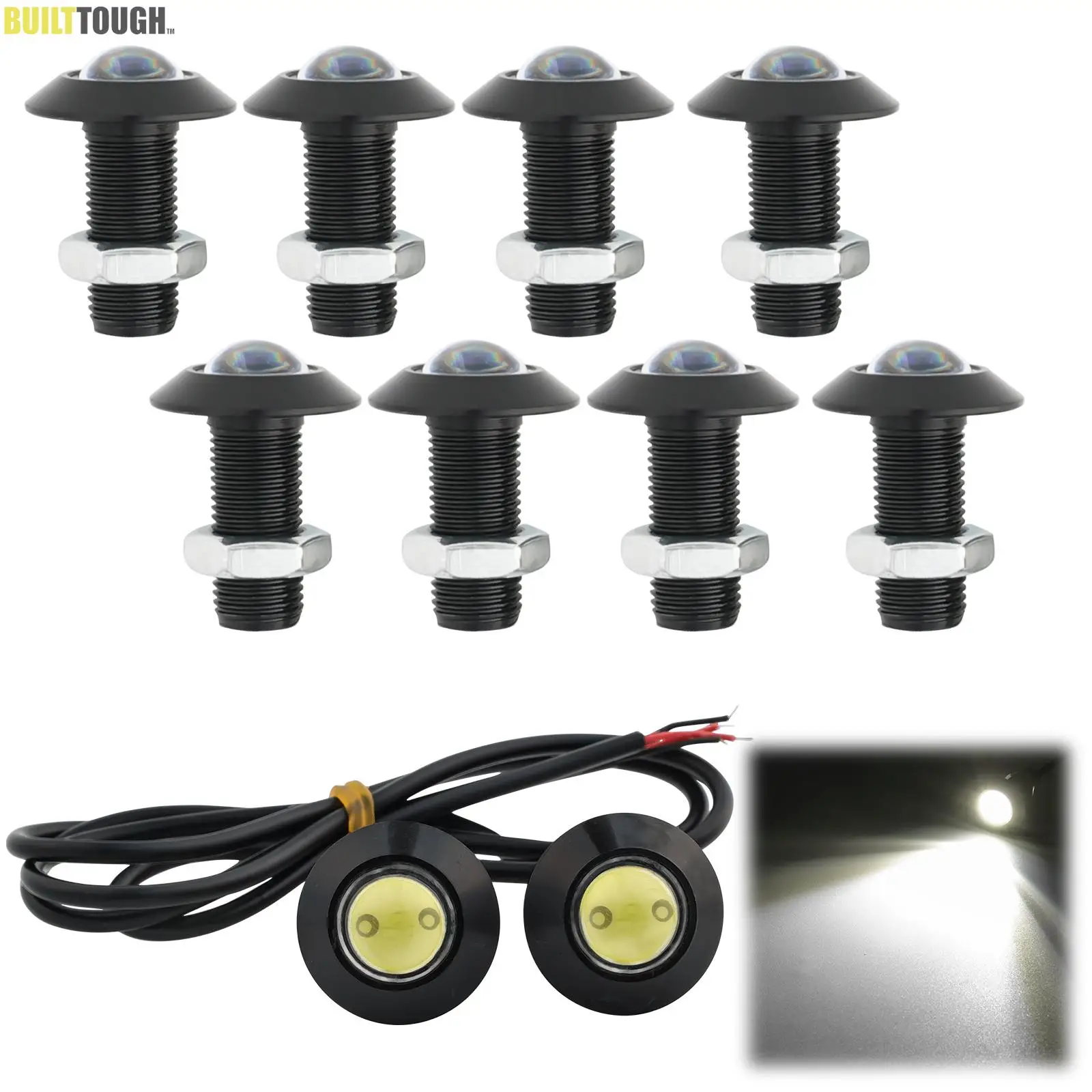 LEDグリル,8ピース,イーグル,アイライト,超薄型,ホーク,ホワイト,ランプ,ナンバープレート,パーキングライト,オートバイ,必須,512v