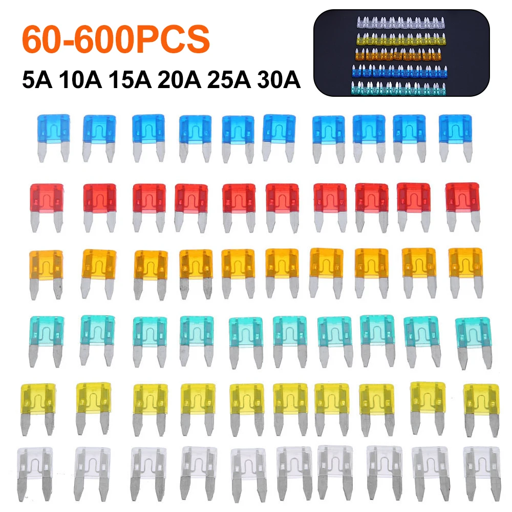 60-300PCS  5/10/15/20/25/30A Assorted Auto Car Truck Standard Mini Micro Blade Fuses Replacement For Cars Motorcycles Truck