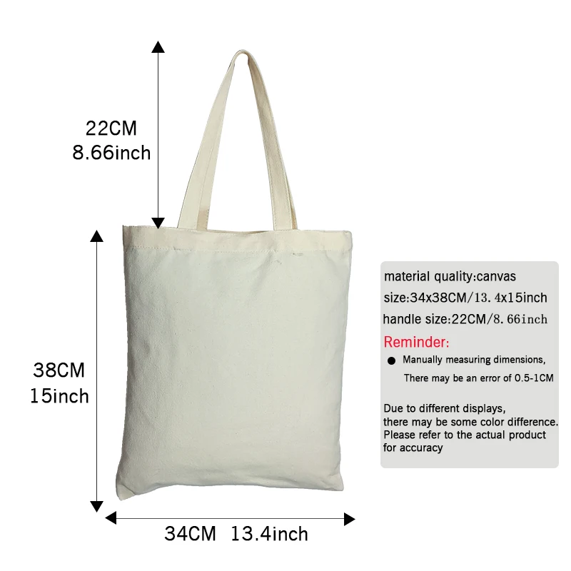 1/5/10pcs 13.4x15in Canvas Tote Bag Christmas Party Holiday Travel Handbag Cloth Bag Blank Reusable Bag Shopping Shoulder Bags