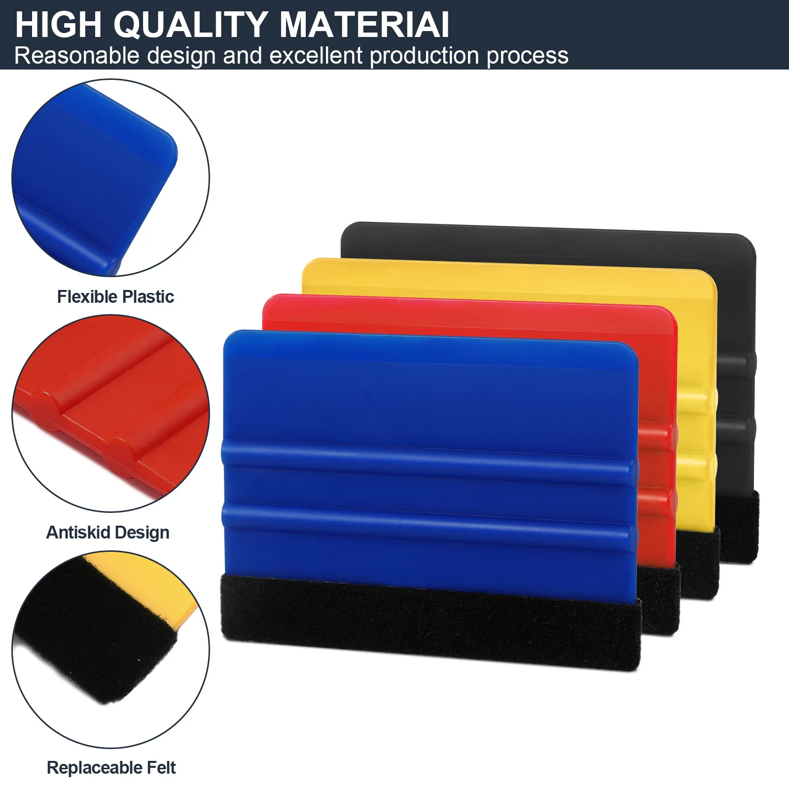 Vinyl Squeegee with Felt Edge Scraper for Car Glass Vehicle Film Wrap Scrape Car Wash Supplies Automotive Detailing Tools