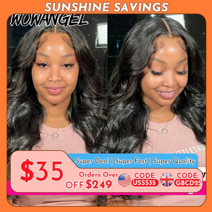 Wow Angel 7x7 HD Spitze Schließung Perücken 34 zoll Körper Welle Perücken Remy Haar 6x6 HD Spitze Schließung menschliches Haar Perücken Vor Gezupft Glueless Perücken