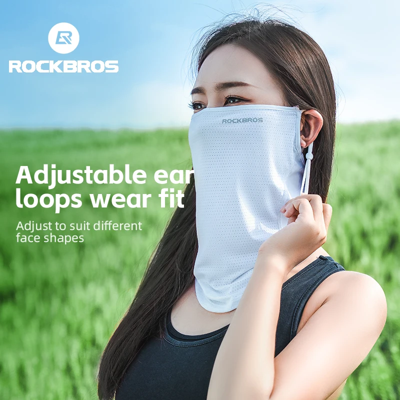 ROCKBROS Maschera estiva in seta di ghiaccio Protezione solare Anti-UV Asciugatura rapida Orecchio regolabile Sciarpa traspirante Copricapo da ciclismo antipolvere