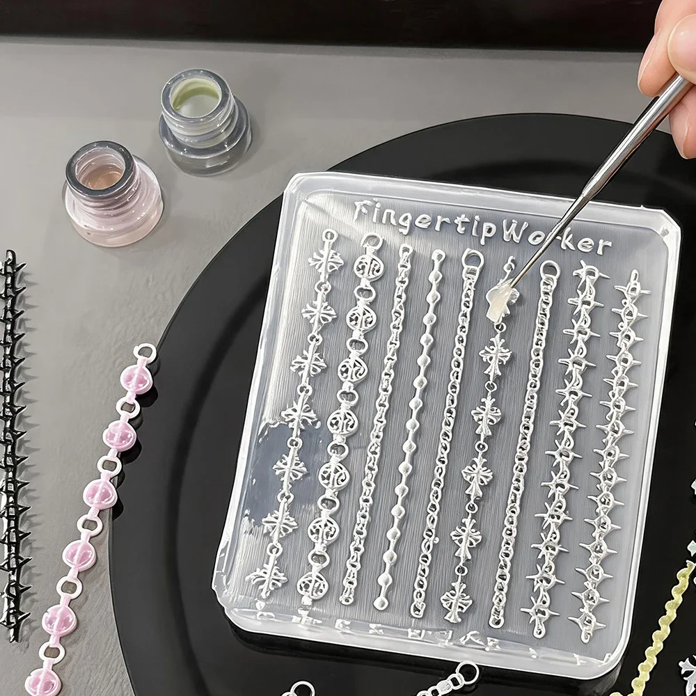 Hochtransparente Silikon-Gothic-Ketten-Nagelkunstform DIY Schnitzwerkzeuge für Heim- und Salon-Nagelkunst-Dekorationsplattenform – Detail 4