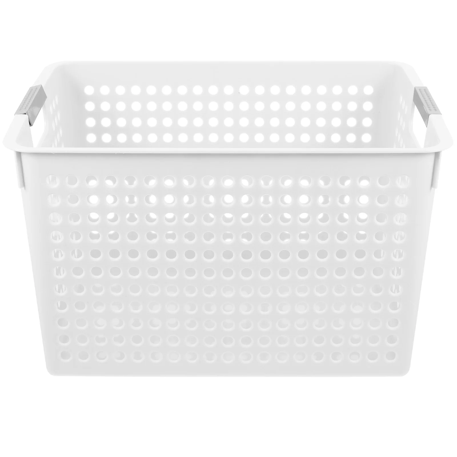 

Large Capacity Laundry Basket Plastic Handheld Storage Bin White Deep Office Bedroom Bathroom Toy Holder