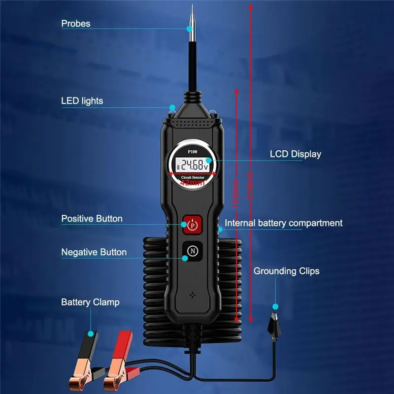 

Тестер электрических систем Happy Too.5-40V P100 с ЖК-дисплеем, измеритель сопротивления и напряжения, функциональный тестер автомобильных электрических цепей