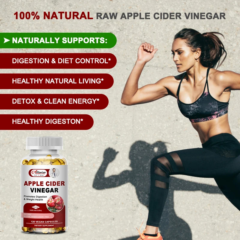 Alliwise Natural Apple Cider Vinegar Capsules Digestion for Gut Health Immune Support Digestion and Detox Cleanse Weight Loss