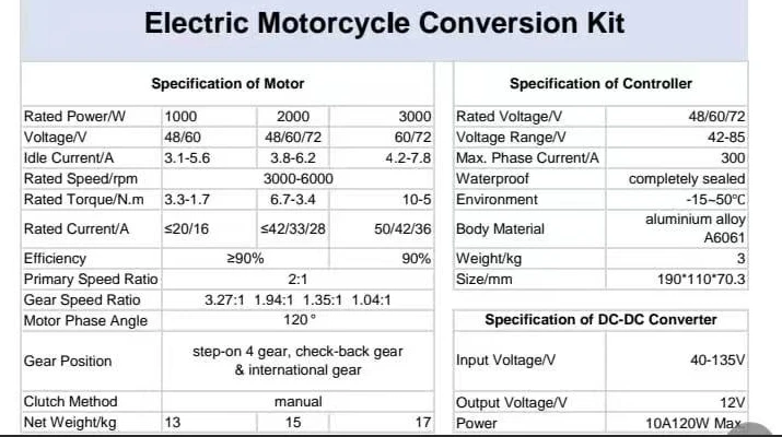 Kit de conversión eléctrica de motocicleta con caja de cambios de transmisión Manual, motor de bicicleta eléctrica con función de embrague