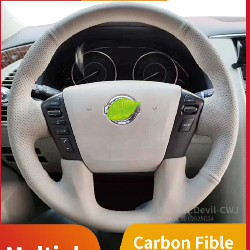 

For Infiniti QX56 QX80 220 hand-sewn High-grade suede Leather Carbon Fible steering wheel cover car interior accessories Parts