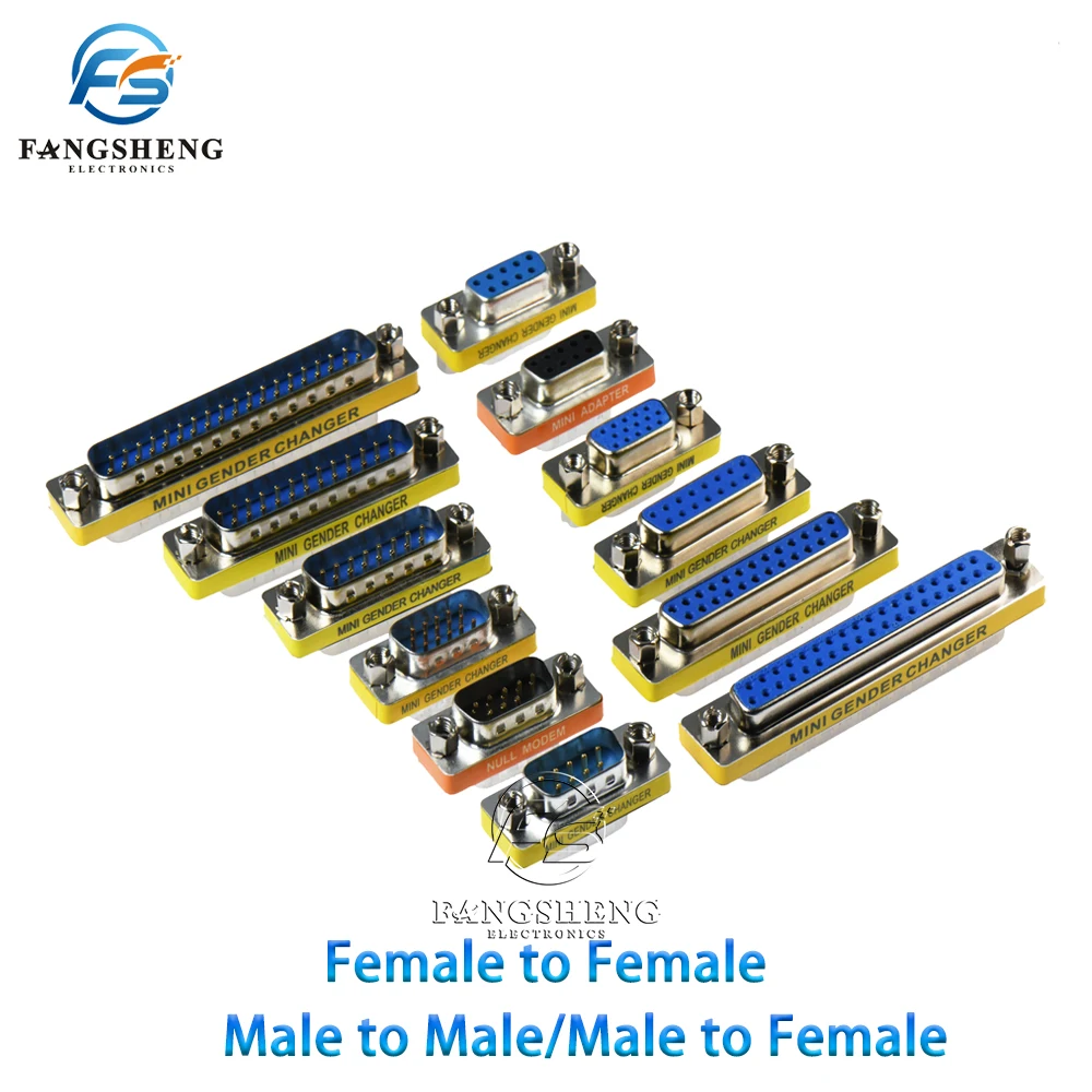 DB9 DB15 DB25 DB37 9PIN Male to Female/Male to MaleFemale to Female/ Mini Gender Changer Adapter RS232 Serial plug Com Connector