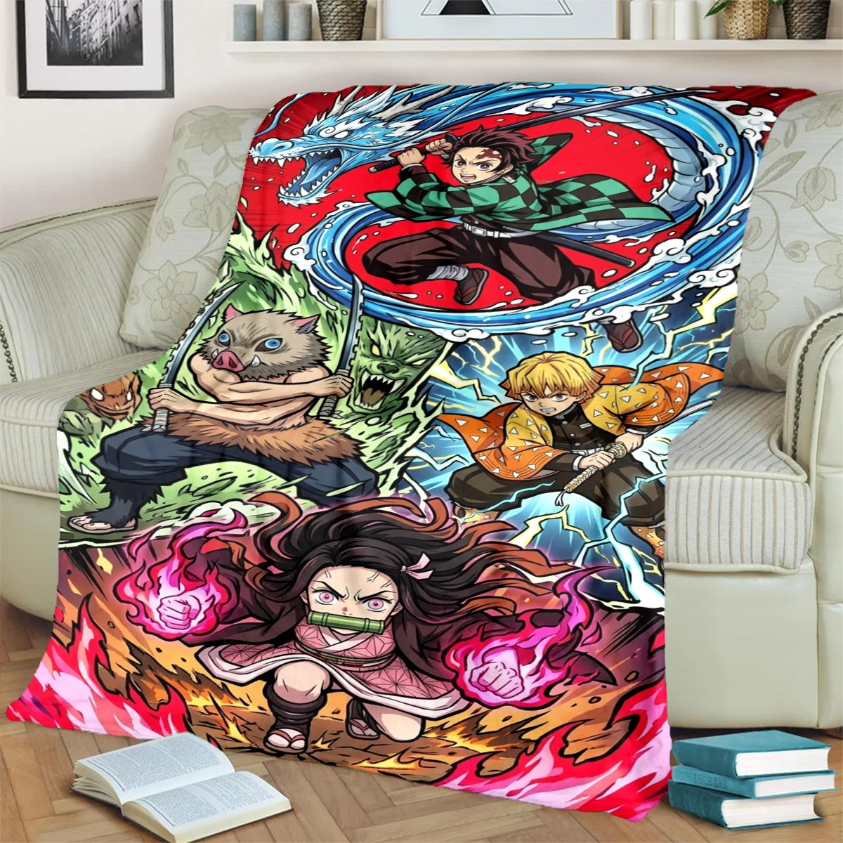 Demon SlayerWarm Print Flannel Blanket Comfortable for Sofas, Chairs, Bedrooms, Beds, Picnics, Travel-kwq121