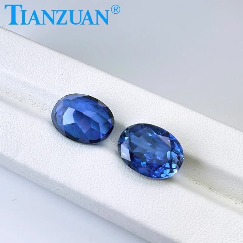 Lab Grown Sapphire Cornflower Blue Sapphire Oval Shape Natural cut Synthetic Stone with inculsion loose stone for jewelry making