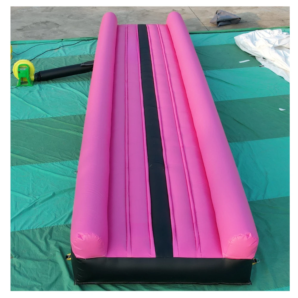 Portable 8m gymnastics training air cushion tumbling track, commercial PVC inflatable gymnastics air cushion track