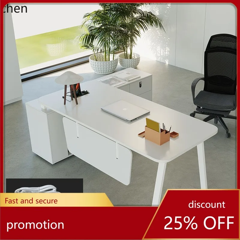 

HT Desk Manager Single Supervisor Desk and Chair Combination Modern Simple Style Fashion Leadership Office