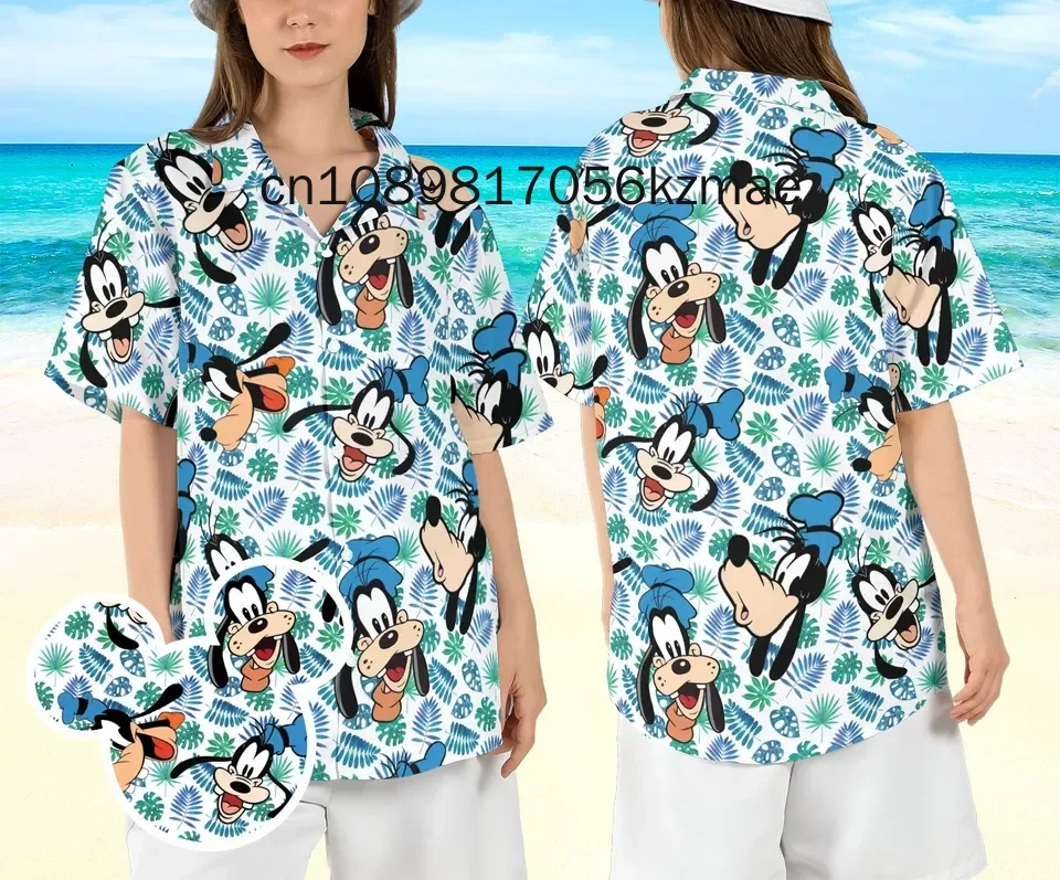 

2024 New Disney Hawaiian Shirt Men's Women Button Up Short Sleeve Fashion Disney Goofy Hawaiian Shirt Vintage Short Sleeve Shirt