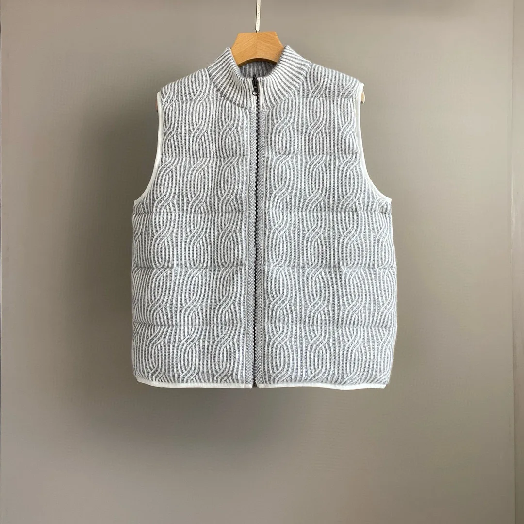 

2025 Autumn And Winter New Style Stand Collar Cashmere Double-Sided Goose Down Vest Fashionable All-Match Vest Vest For Women