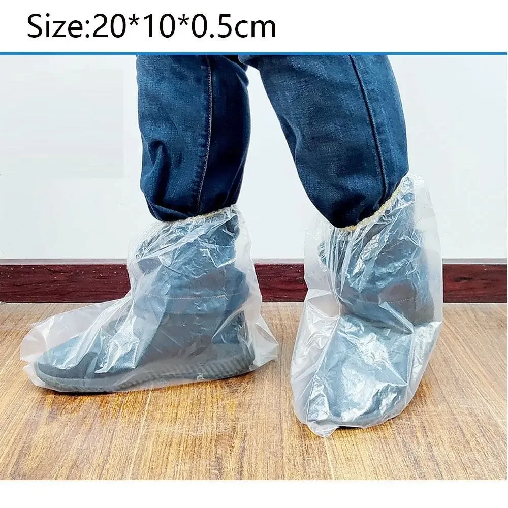 5Pairs Transparent Disposable Shoe Covers Reusable One Size PE Rain Boots Overshoes Rain