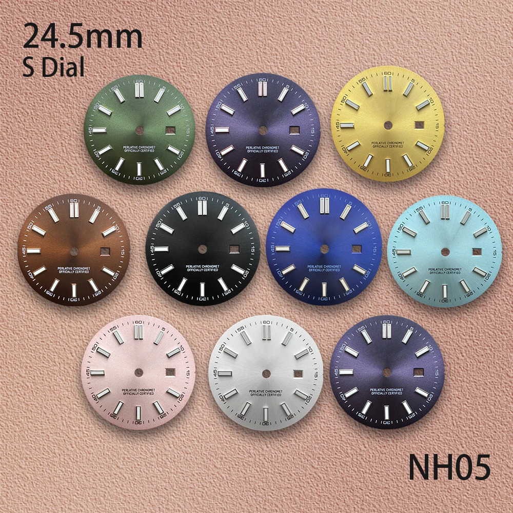 

24.5mm High Quality S Logo Dial Suitable For NH05 Movement Green Luminous Ladies' Watch Modification Accessories
