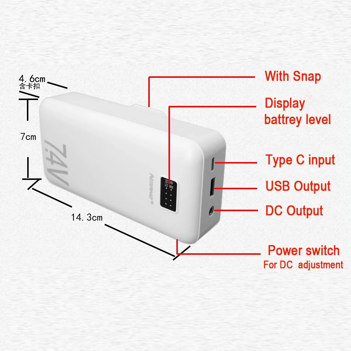 30000mAh 7.4V Power Bank przenośny zewnętrzny akumulator do ładowania do klimatyzacji wentylator kamizelka chłodzenie Powerbank do telefonu