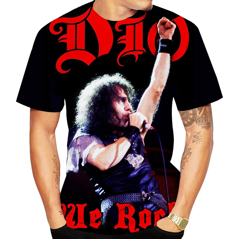 Summer Fashion Heavy Metal Band Dio Casual Large Size Men\'s 3D Printed T-Shirt Short Sleeve Top