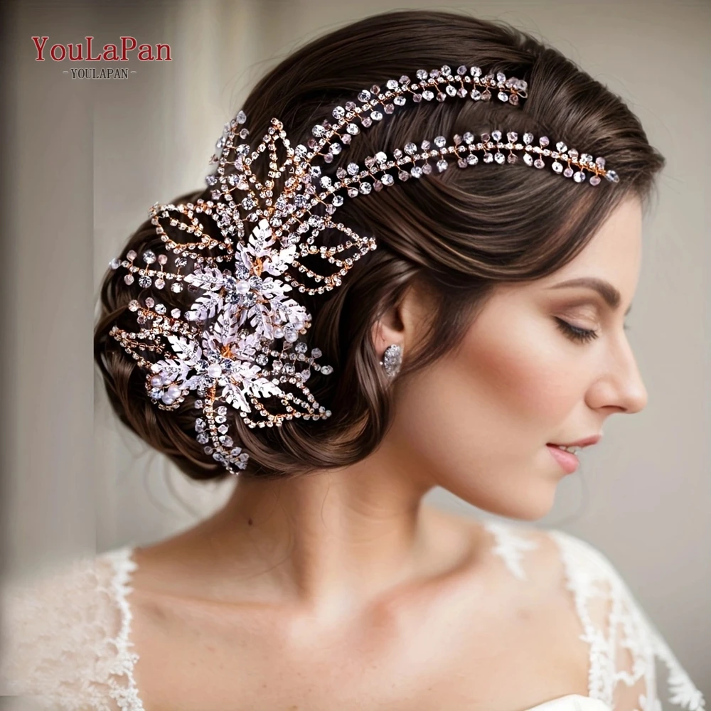 Youlapan indische Braut Kopf bedeckung Strass Hochzeit Stirnband handgemachte Frauen Kopfstück Hochzeit Haarschmuck Kopf bedeckung hp282