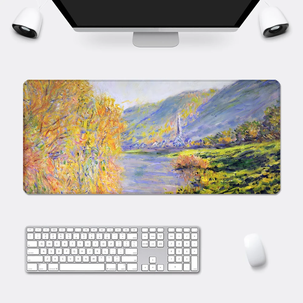 Claude Monet Painting Art Aesthetic Mousepad HD Printing Gamers Locking Edge Non-slip Mouse Pad XXL90x40cm Keyboard PC Desk Pad