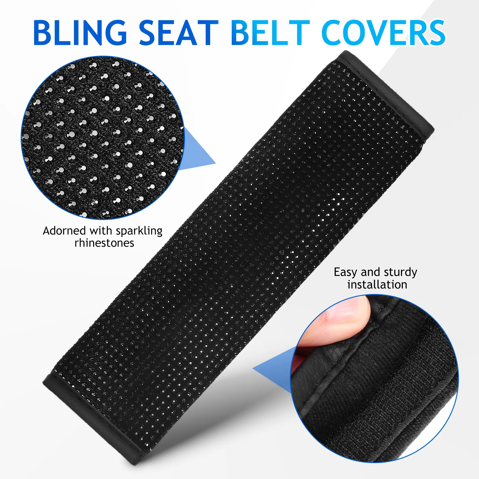 

2 pcs Bling Covers Car Shoulder Pads Cushion Comfortable Microfiber Universal Fit Easy Installation Car