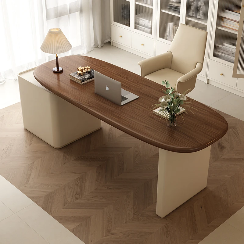 

Modern Luxury Desk Chair Simple Slow Life French Cream Style Light Boss Computer Study Medical Beauty Consulting Wood Panel