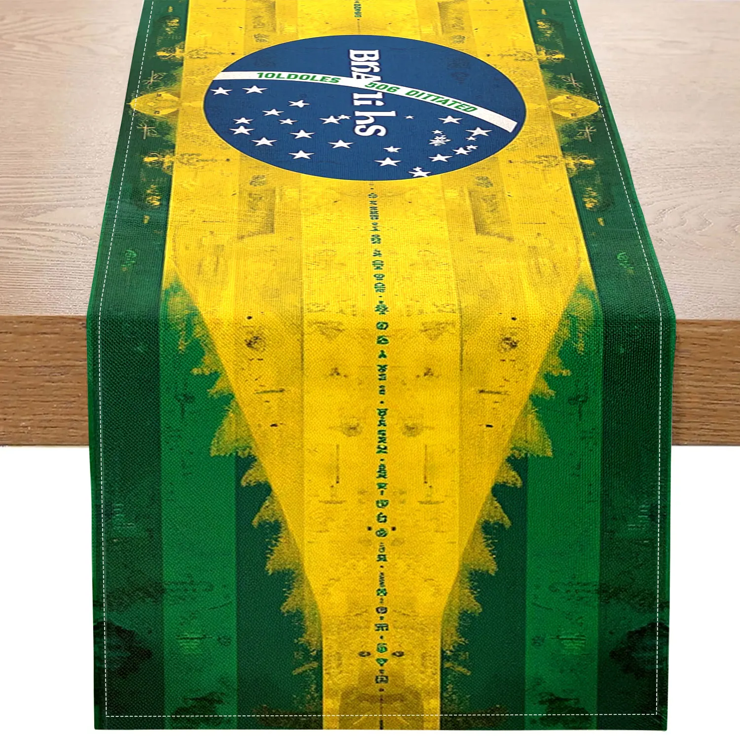 1 Piece of Brazilian Style Theme Table Flag, Brazilian Flag Elements and Characteristic Patterns, Suitable for Brazilian Cultural Theme Parties, Brazilian Holiday Event Decorations, South American Style Restaurant Decorations, Cultural Exchange Activities, Special B&B Rooms, Creative Market Stalls, Brazilian Style Related Parties