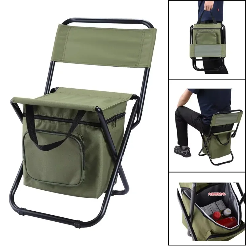 Portable Outdoor Folding Chair Storage Bag Backrest Insulation Function 3-in-1 Fishing Chair