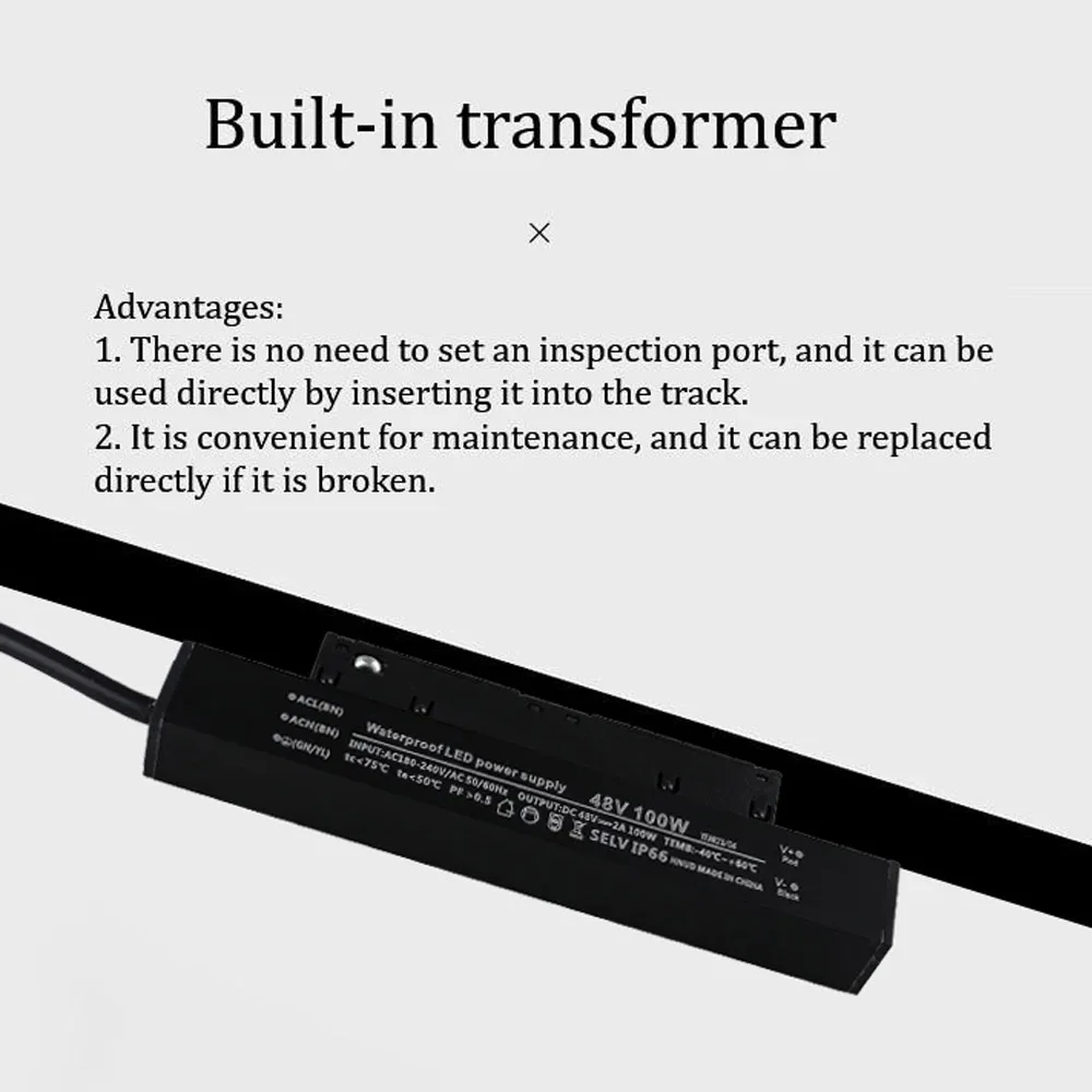 Black Single Output Power Supply High Power Transformer Waterproof Plastic Driver AC220V to 48V Light 100W 200W  48V 4A 2A