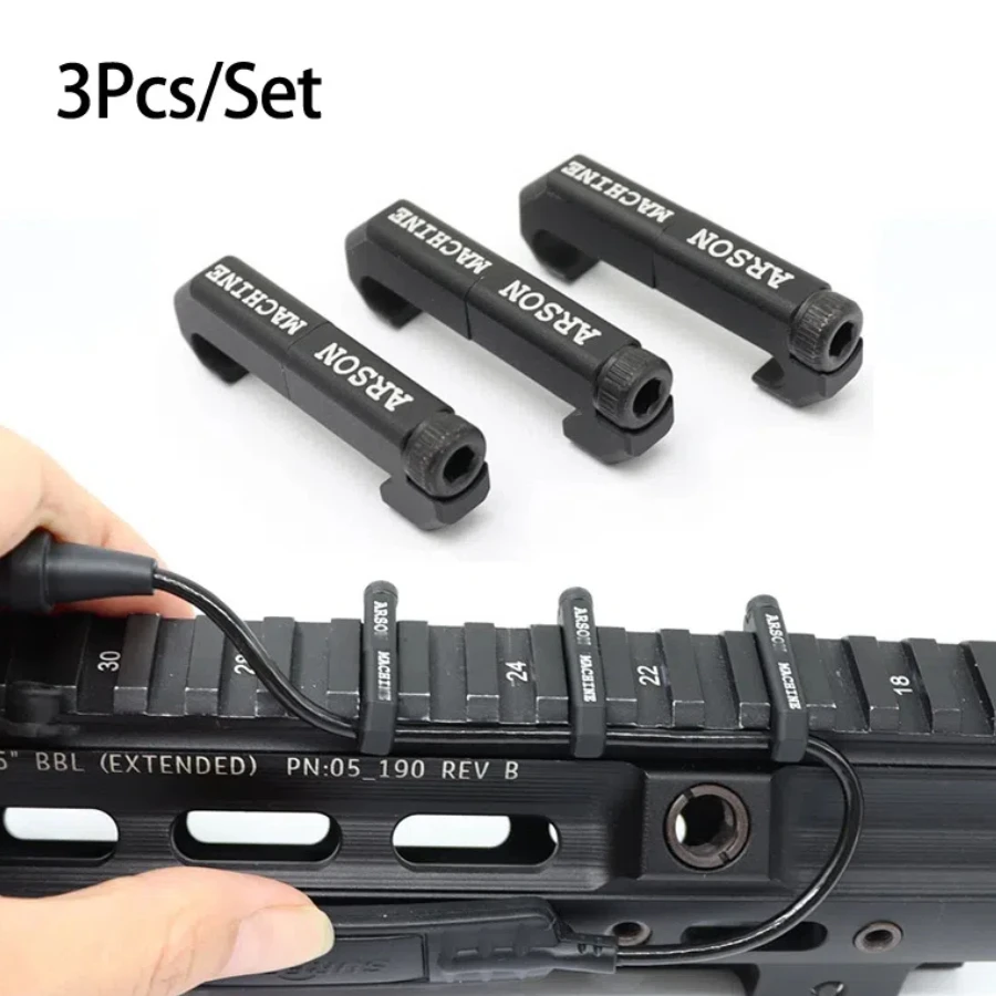 3PCS Tactical Arson Machine Cable Management MLOK Wire Guide System M300 M600 PEQ Weapon Flashlight Switch Cable Clip Black Tan