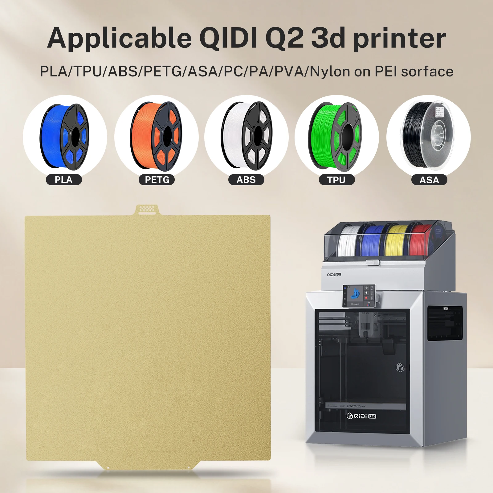 PEI Plate For QIDI Q2 Spring Steel Sheet Double Sided Printing PEO PET Carbon Fiber Heatbed for QIDI Q2 3D Printer Build Plate