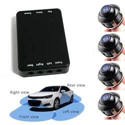 360 View Car Camera Control Box 4 Way Cameras Switch System for Rear Left Right Size Front Camera Rear View Back UP Cameras