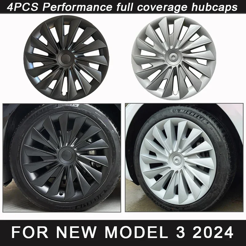 

4PCS HubCap Car for Tesla Model 3 Highland 2024 Wheel Cover 18 Inch Replacement Wheel Cap Automobile Full Rim Cover Accessories