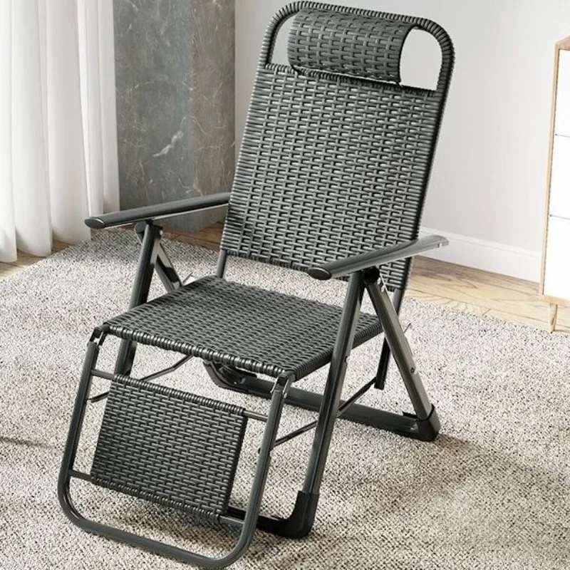 

Lightweight Folding Rattan Woven Lounge Chair Summer Nap Foldable Lazy Sleeping Chair Easy To Carry