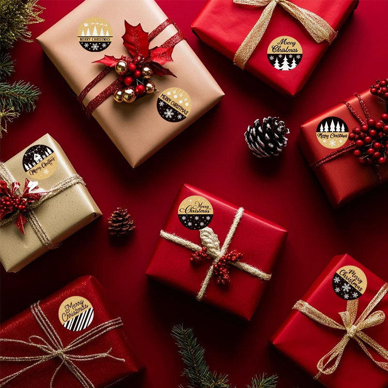 500 قطعة/لفة كرافت ورقة عيد الميلاد ملصقات السنة الجديدة شكرا لك ملصقات عيد الميلاد الديكور لبطاقة هدية صندوق حزمة 1 بوصة #6