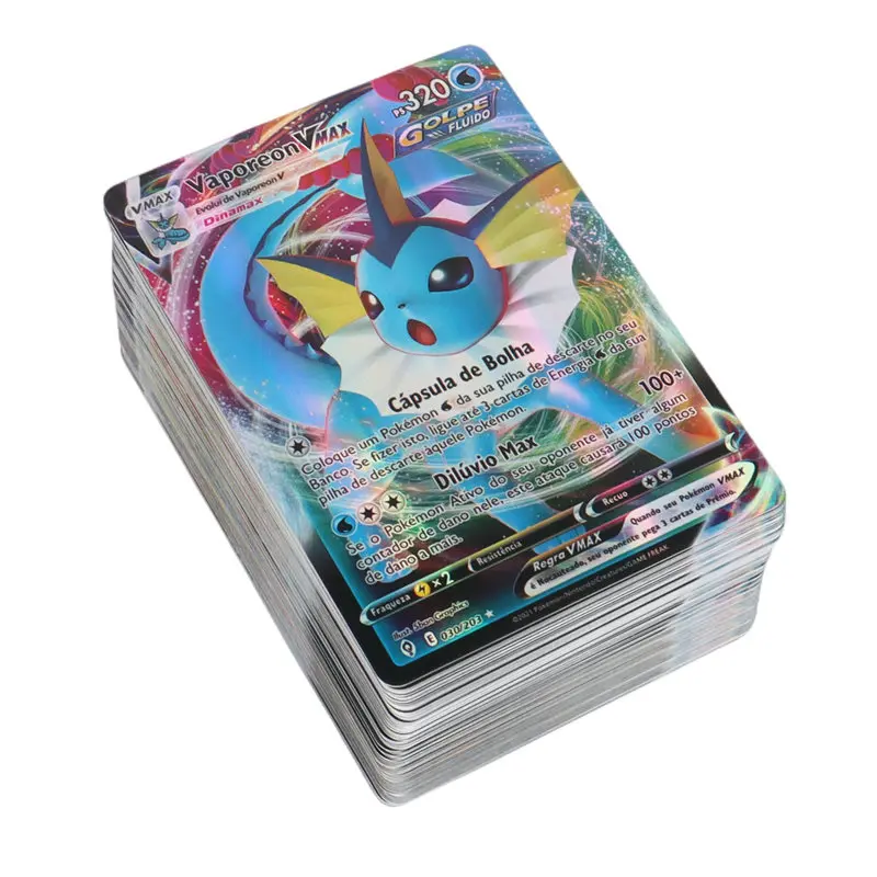 100Pcs Portuguese Pokemon Cards Holographic Vstar Vmax GX Letter with Rainbow Arceus Shiny Charizard trade card children toys