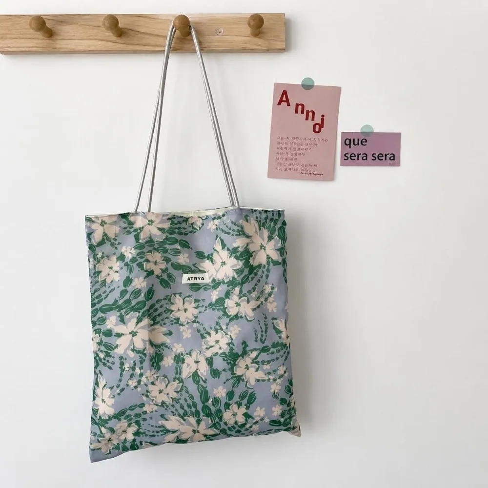 Canvas Lined Floral Shoulder Bag Large Capacity Ladies Casual Casual Tote Handbag Floral Print Canvas Underarm Bag