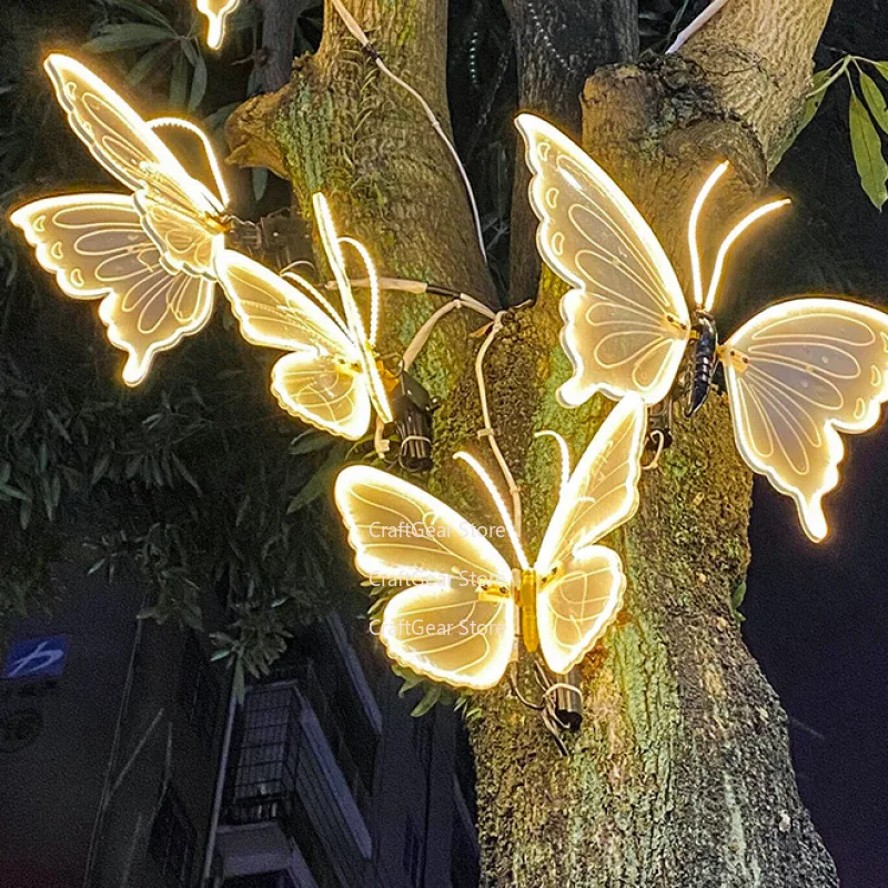 butterfly waterproof  supply accessories luminous iridescent scene new stage decoration metal wrought