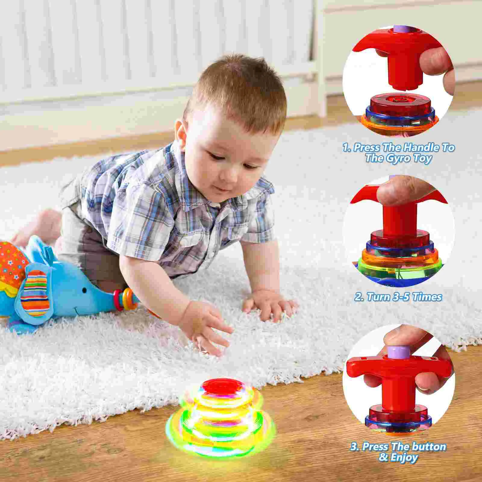 3 Pcs Playthings Eye-hand Coordination Toys Flashing Gyro Colorful Girl Fun Party LED Light up Kid Toycreative