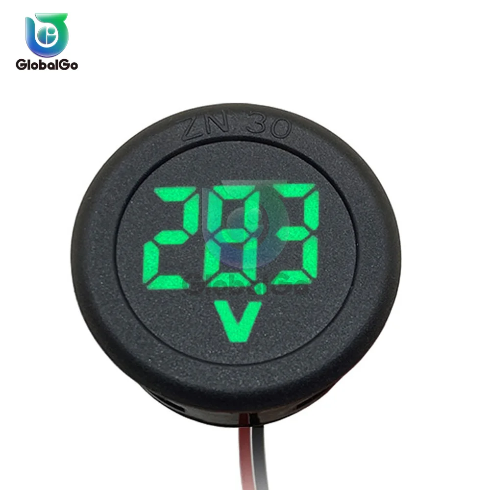 DC 4-100V LED Digital Display Circular Two-wire Voltmeter Digital Voltage Meter Test Head Display Reverse Connection Protection